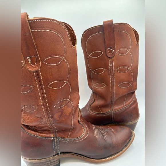 Vintage Landis Mens Buffalo Brown Leather Cowboy Western Boots 9 D 94046 USA - Picture 5 of 10